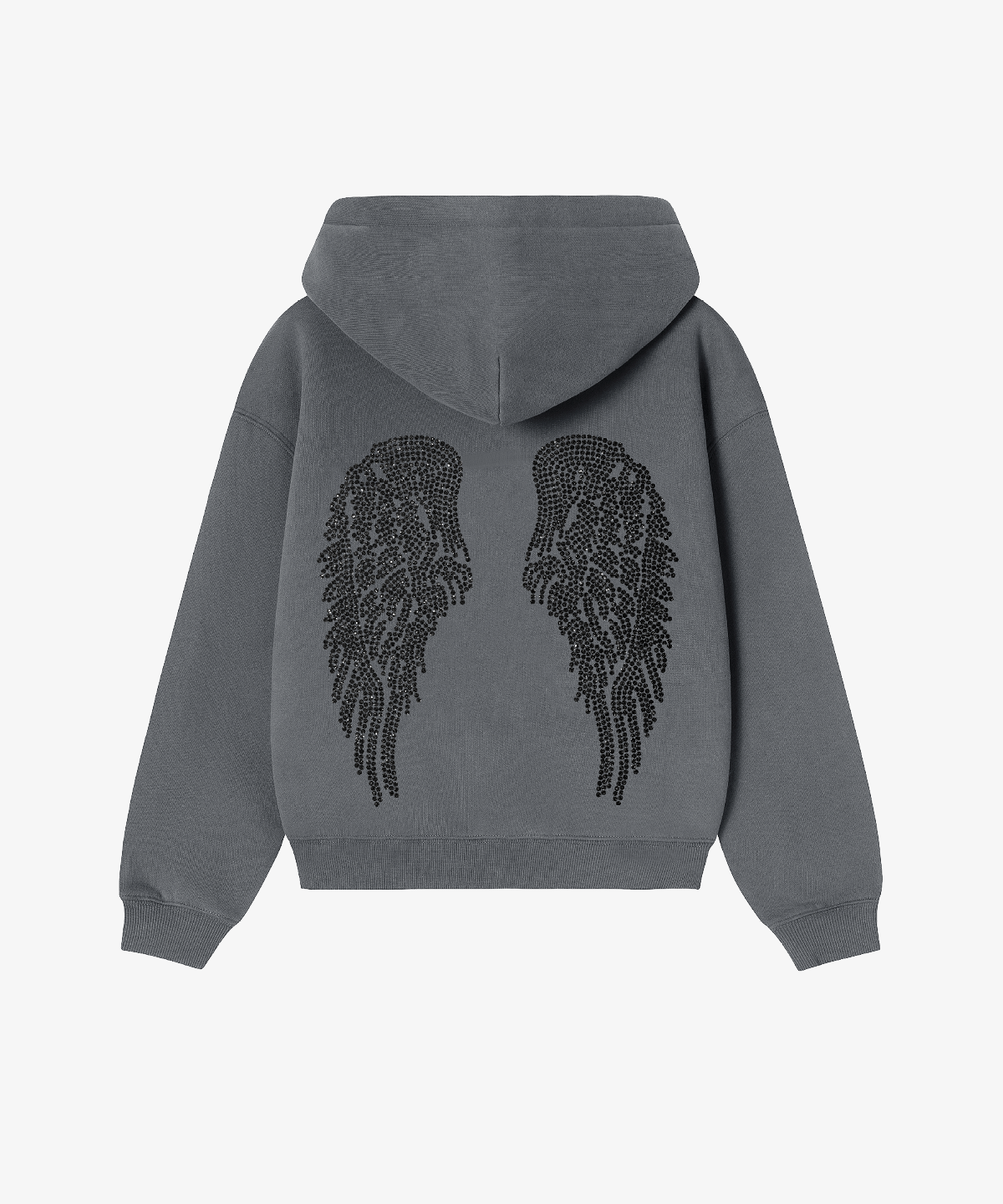 HOODIE ANGEL CHARCOAL GREY STRASS BLACK
