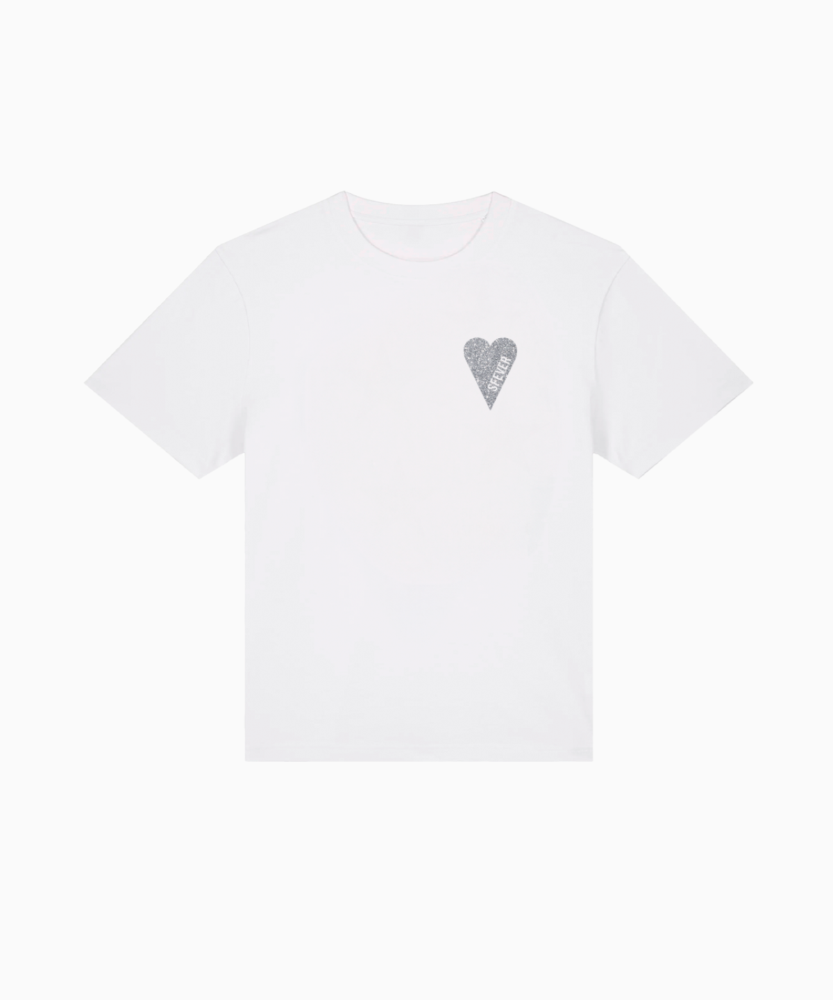 T-SHIRT BLANC GLITTER ARGENTÉ