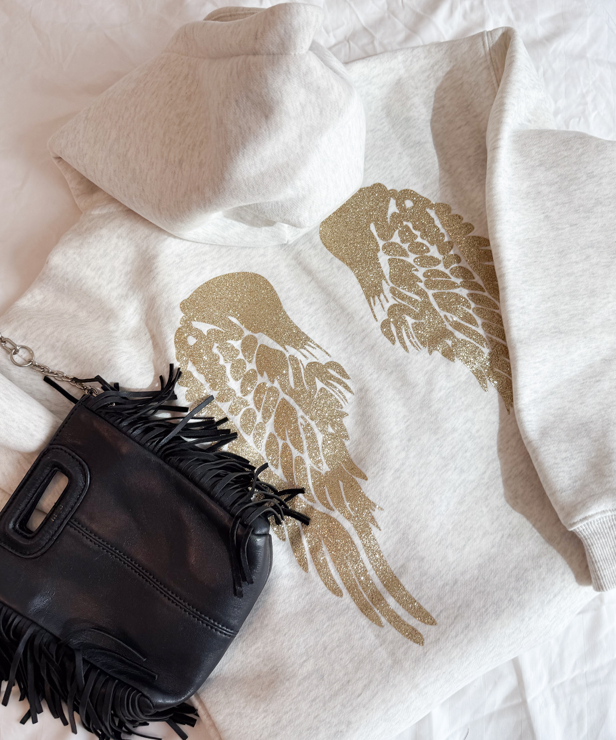 HOODIE ANGEL GLITTER GOLD