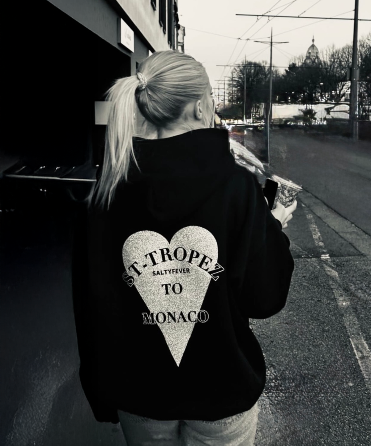 HOODIE BLACK GLITTER ARGENTÉ