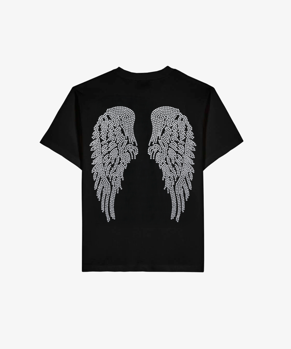 T-SHIRT ANGEL BLACK STRASS SILVER